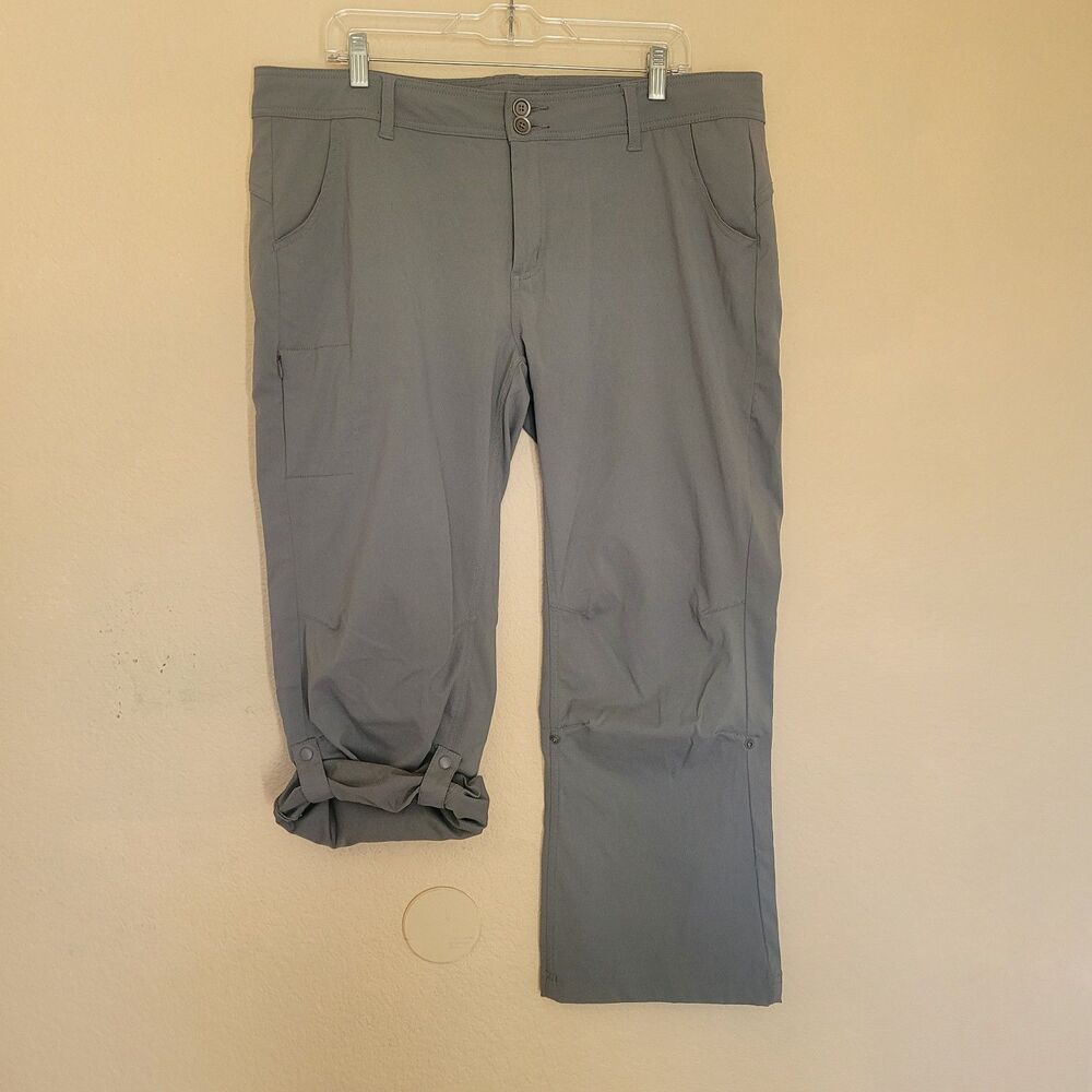prAna Halle Straight Pant Womens 16 Short Gray Stretch Hiking Outdoor Nylon